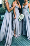 Elegant A line Floor Length Prom Dresses Simple Bridesmaid Dress HZ1023