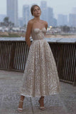 Sweet Love Sequin Strapless Midi Dress Prom Dresses HZ1023