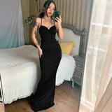 lace up satin maxi evening dress prom dress HZ1023