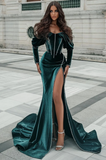 Stylish Split Front Off-the-shoulder Prom Dress With Train HZ1023
