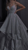 Sexy Silver Prom Dresses Sequins Prom Dress HZ1023