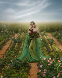 Emerald Green Dress Prom Dresses Floral Dress Women Evening Dresses Jungle Fairy Dress HZ1023