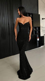 Mermaid Floor-length Black Modest Sequin Prom Dress HZ1023