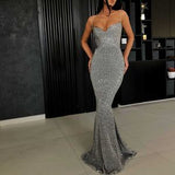Mermaid Floor-length Black Modest Sequin Prom Dress HZ1023
