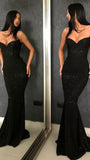 Mermaid Floor-length Black Modest Sequin Prom Dress HZ1023