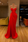 Gorgeous Spaghetti Strap Unique Round Cup High split Red Prom Dress HZ1023