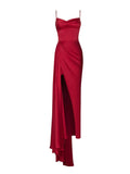 Simple Spaghetti-Straps Mermaid Red Prom Dress HZ1023