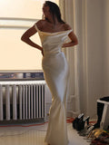 Simple Mermaid Spaghetti Strap Satin Backless Evening Dress Prom Dress HZ1023