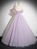 Elegant A Line Off the Shoulder Appliques Tulle Prom Dress Ball Gown HZ1023
