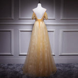 Light Champagne Lace Straps Sweetheart Long Party Dress, A-line Floor Length Prom Dress HZ1023