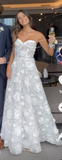 White Lace Applique Long Prom Dress Wedding Dress HZ1023