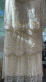 Charming Sheath V Neck Layered Appliques Ivory Chiffon Party Dress Evening Dress HZ1023