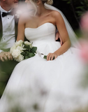 Simple Ball Gown Sweetheart White Tulle Long Wedding Dress HZ1023