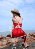 Burgundy A Line Spaghetti Strap Satin Open Back Short Homecoming Dress Vacation Dress Outfits HZ1023