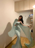 Mint Green Mermaid Sweetheart Neck Chiffon Satin Prom Dress Party Dress Date Dress HZ1023
