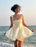 Cute A Line Straps Lace Satin Short Homecoming Dress Birthday Dress HZ1023