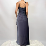 Charming A Line Spaghetti Strap Beaded Navy Blue Ombre Chiffon Party Dress Evening Dress HZ1023