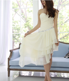 Chic Sweetheart Neck Irregular Layered Party Dress, Ivory Chiffon Homecoming Dress HZ1023