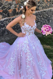 Pink Princess Tulle Appliques Long Prom Dress Quinceanera Dress Ball Gown Wedding Dress HZ1023