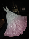 Stunning A Line V Neck Pink Silver Ombre Sequin Prom Dress Evening Dress HZ1023