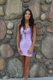 Lilac Strapless Tight Satin Homecoming Dress HZ1023