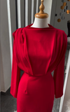 Long Evening Dresses Long Sleeves Red Prom Dress HZ1023