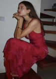 Charming Deep V Neck Satin Print Floral Long Evening Gown Prom Dress HZ1023