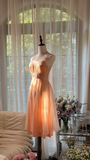 Cute A Line Strap Lace Applies Light Orange Chiffon Homecoming Dress Evening Dress HZ1023