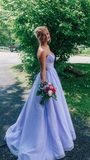 Elegant Purple Satin A Line Prom Dress Long Party Dress Evening Dress HZ1023