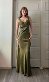 Elegant Sheath Olive Green Prom Dress Long Formal Dress HZ1023