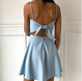 Light Blue Spagehtti Straps Mini Homecoming Dresses HZ1023