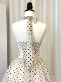 Cute A Line Halter Layered Polka Dot Tulle Party Dress Wedding Guest Dress HZ1023