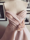 Gentle A Line Sweetheart Neck Flower Tiered Pink Tulle Long Party Dress Evening Dress HZ1023