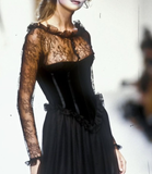 Gentle A Line Long Sleeve Ivory Lace Chiffon Prom Dress Graduation Prom Dress HZ1023