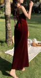 Elegant Sweetheart Spaghetti Straps Long Evening Dress Velvet Prom Dress HZ1023