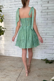 Green Sweetheart Lace Homecoming Dress HZ1023