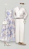 Classy A Line Spaghetti Strap Purple Print Floral Satin Prom Dress HZ1023