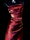 Charming Mermaid Spaghetti Strap Burgundy Satin Prom Dress Evening Dress HZ1023