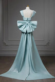 Elegant Mermaid Bow Satin Long Evening Dress Prom Dress HZ1023