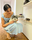 Gentle Sheath Straps Blue Satin Long Evening Dress Party Dresses HZ1023