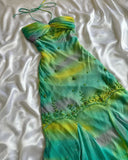 Colorful A Line Halter Beaded Chiffon Open Back Prom Dress Evening Dress HZ1023