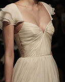 Gentle A Line Ivory Chiffon Long Prom Dress Graduation Prom Dress HZ1023