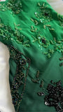 Green Black A Line Spaghetti Strap Beaded Chiffon Prom Dress Evening Dress HZ1023
