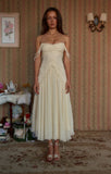 Cute A Line Off the Shoulder Ivory Chiffon Ruffle Prom Dress Graduation Prom Dress HZ1023