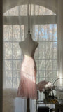 Cute Mermaid Halter Beaded Light Pink Chiffon Short Party Dress Evening Dress HZ1023