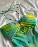 Colorful A Line Halter Beaded Chiffon Open Back Prom Dress Evening Dress HZ1023