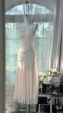 Ivory Mermaid Spaghetti Straps Rhinestone Chiffon Prom Dress Formal Dress Party Dress HZ1023