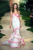 Gentle Mermaid Sweetheart Neck Tiered Pink Ombre Chiffon Long Prom Dress Evening Dress HZ1023