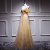 Light Champagne Lace Straps Sweetheart Long Party Dress, A-line Floor Length Prom Dress HZ1023