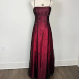 Vintage A Line Spaghetti Strap Beaded Black Chiffon Burgundy Satin Prom Dress Graduation Prom Dress HZ1023